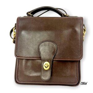Coach Vintage Brown Leather Station crossbody Bag 035 3001